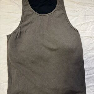 Vuori Army Green High Neck Ribbed Tank Top Size Small